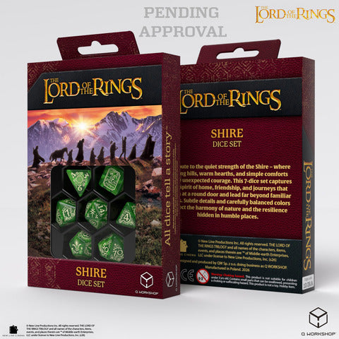 Q WORKSHOP Der Herr der Ringe: Auenland Würfelset – Hellgrün/Beige (7-teilig)