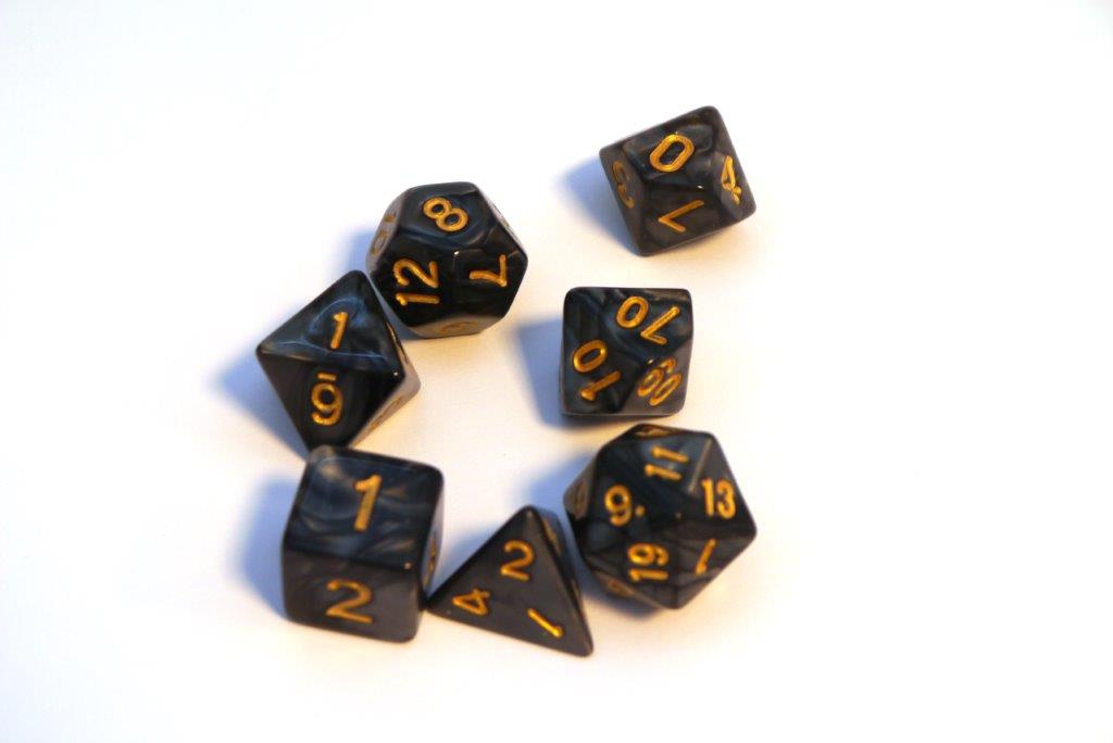 Würfelset Pearl: Black/Gold (7)