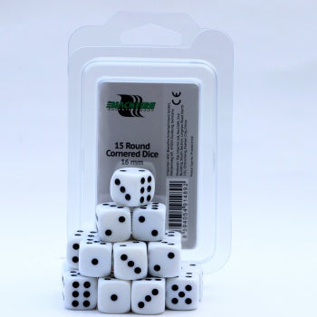 Blackfire Dice - 16mm D6 Dice Set - White (15 Dice)
