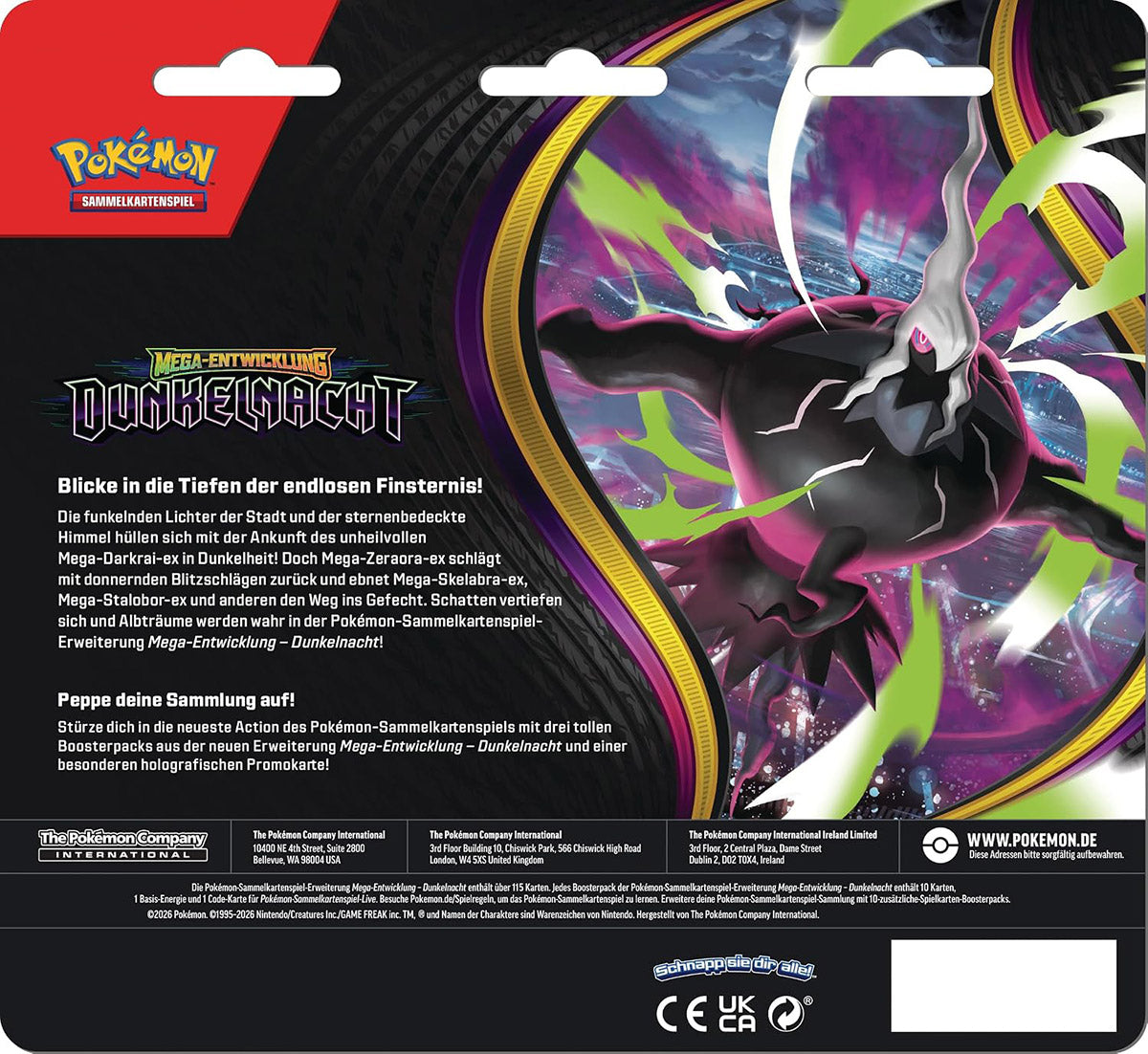 Pokémon Sammelkartenspiel ME05 Dunkelnacht 3-Pack Blister (DE)