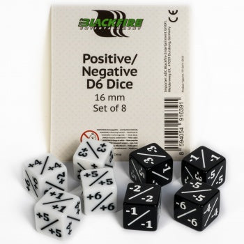 Blackfire Dice - Positive/Negative D6 Dice 16 mm (8 Dice)