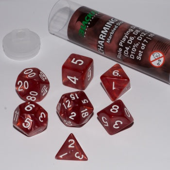 Blackfire Dice - 16mm Role Playing Dice Set - Charming Red (7 Dice)