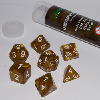 Blackfire Dice - 16mm Role Playing Dice Set - Dwarven Gold (7 Dice)