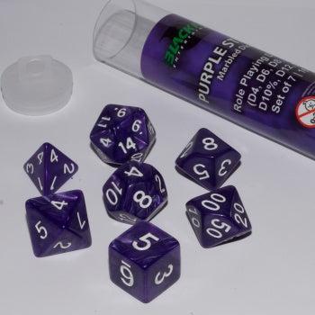 Blackfire Dice - 16mm Role Playing Dice Set - Purple Strike (7 Dice)