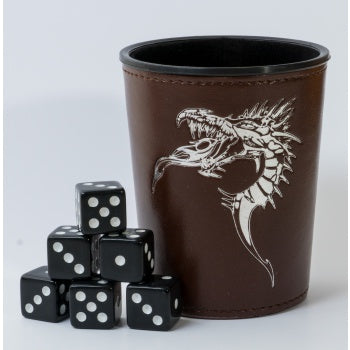 Blackfire Dice - Dice Cup - Brown /w Dragon Emblem