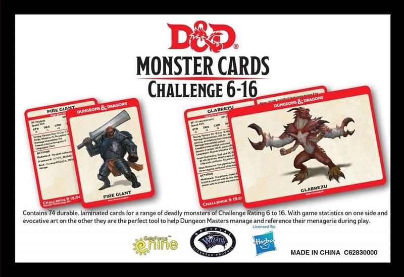 D&D Monster Card Deck Levels 6-16 (74 Cards), Englisch