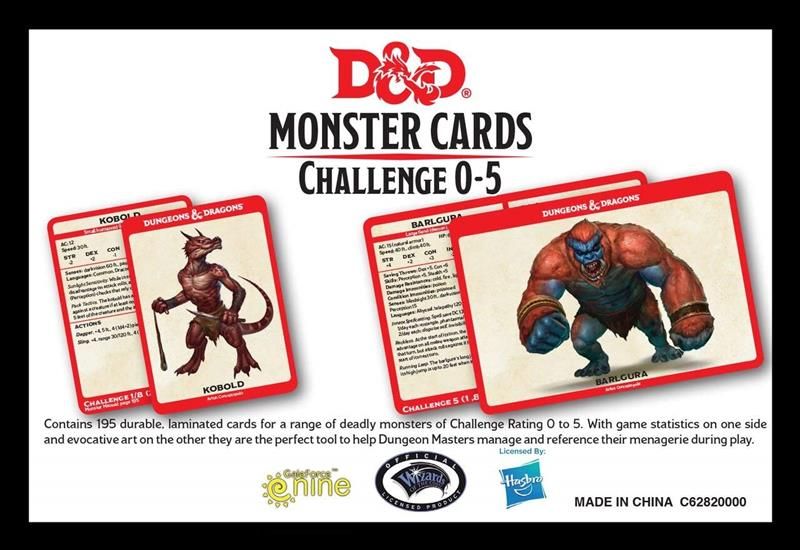 D&D Monster Card Deck Levels 0-5 (195), Englisch