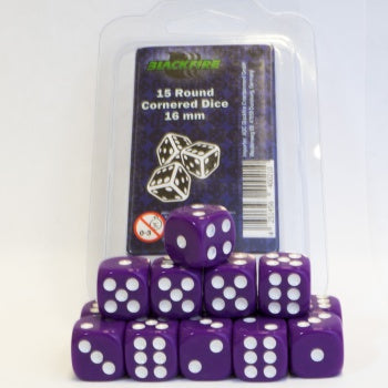 Blackfire Dice - 16mm D6 Dice Set - Purple (15 Dice)