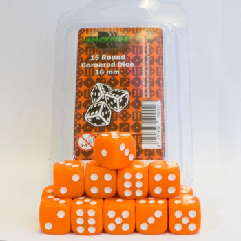 Blackfire Dice - 16mm D6 Dice Set - Orange (15 Dice)