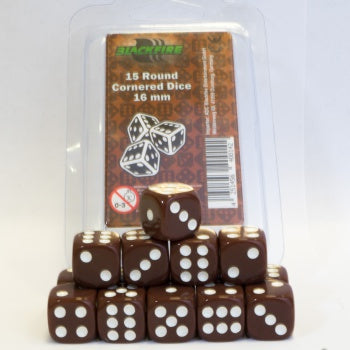 Blackfire Dice - 16mm D6 Dice Set - Brown (15 Dice)