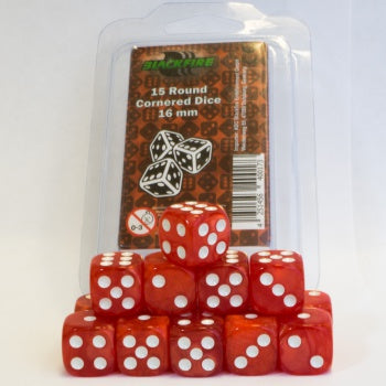 Blackfire Dice - 16mm D6 Dice Set - Marbled Pearlized Red (15 Dice)