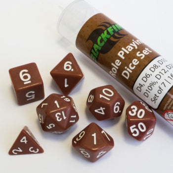 Blackfire Dice - 16mm Role Playing Dice Set - Brown (7 Dice)