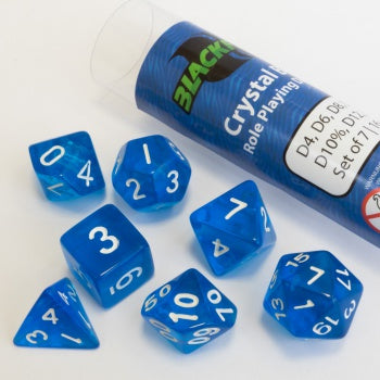 Blackfire Dice - 16mm Role Playing Dice Set - Crystal Blue (7 Dice)