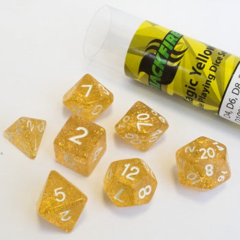 Blackfire Dice - 16mm Role Playing Dice Set - Magic Yellow (7 Dice)