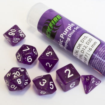 Blackfire Dice - 16mm Role Playing Dice Set - Magic Purple (7 Dice)