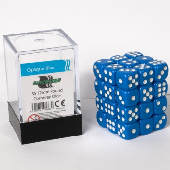 Blackfire Dice Cube - 12mm D6 36 Dice Set - Opaque Blue