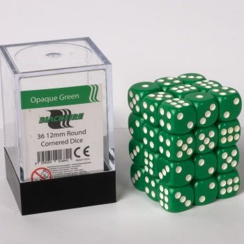 Blackfire Dice Cube - 12mm D6 36 Dice Set - Opaque Green