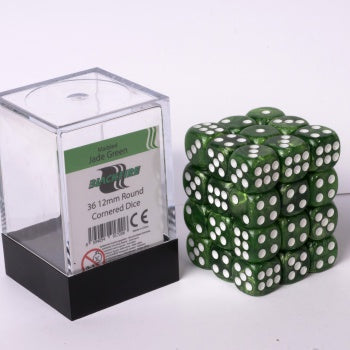 Blackfire Dice Cube - 12mm D6 36 Dice Set - Marbled Jade Green