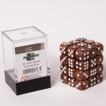 Blackfire Dice Cube - 12mm D6 36 Dice Set - Marbled Coffee