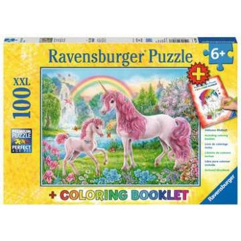 Puzzle - Magische Einhörner 100 Teile XXL, mit Malbuch
