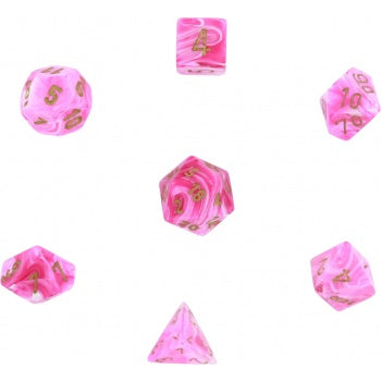 Chessex Vortex 7-Die Set - Pink w/gold