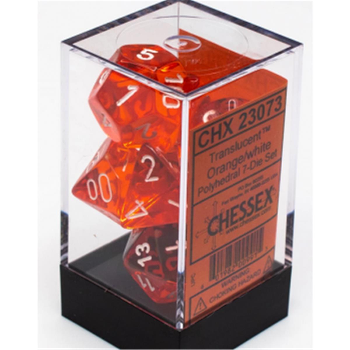 Chessex Translucent Polyhedral 7-Die Set - Orange/white