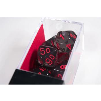 Chessex Translucent Polyhedral 7-Die Set - Smoke/red