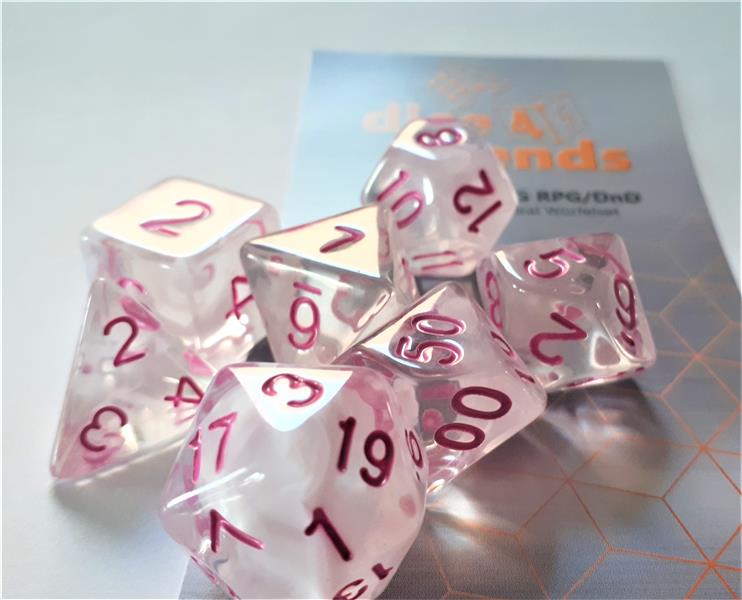 Würfelset Transparent: Pink Princess (7)