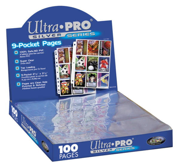 UP - Silver 9-Pocket Pages (11 Hole) Display (100 Pages)