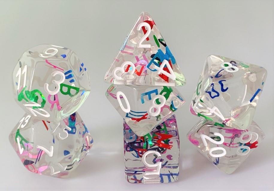 Würfelset Confetti: Letters/White (7)