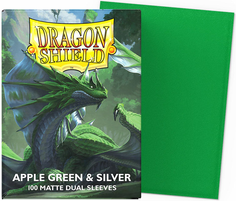 Dragon Shield Standard Sleeves - Dual Matte Apple Green & Silver (100 Sleeves)