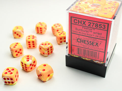 Chessex Festive Die Block – Sunburst with Red Eyes (36 × W6, 12 mm)