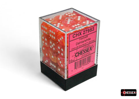 Chessex Festive Dice Set – Dahlia with White Eyes (36x W6, 12 mm)