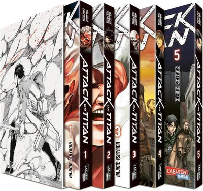 Attack on Titan, Bände 01-05 (im Sammelschuber mit Extra)