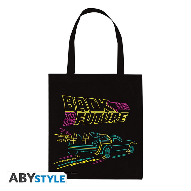 Zurück in die Zukunft Tragetasche "Neon DeLorean"