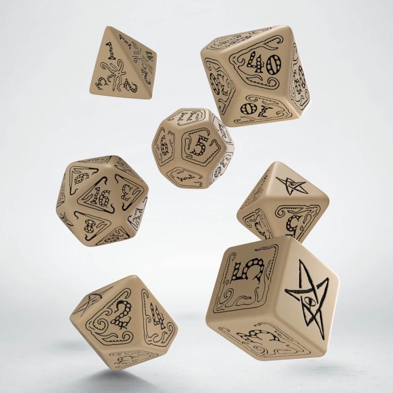 Cthulhu Würfelset Beige & Schwarz (7 Stück)