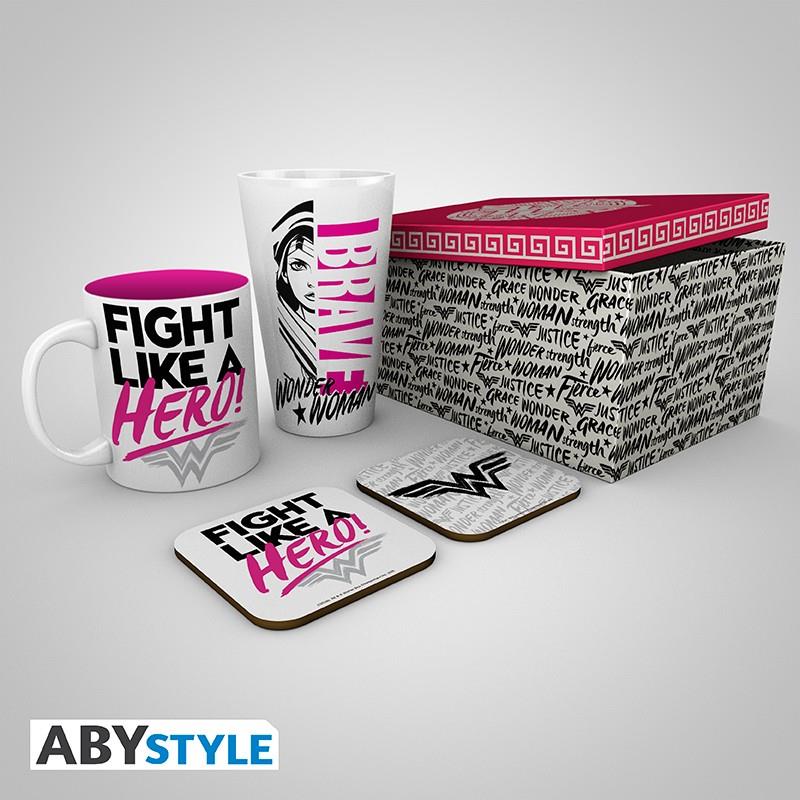 DC Comics Geschenk-Set Tasse, Glas & Untersetzer