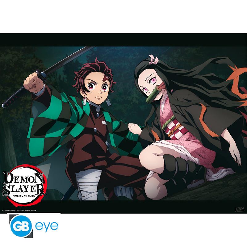 Demon Slayer Chibi-Poster "Tanjiro und Nezuko Kampfposition" 52 x 38 cm