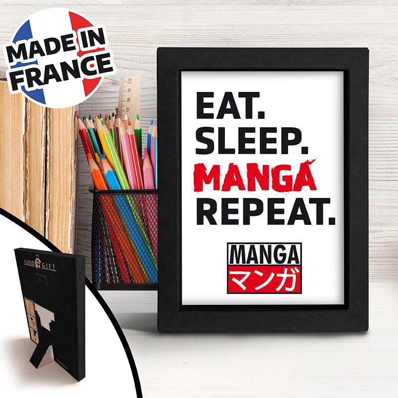 Eat Sleep Manga Repeat Kraft Frame Black