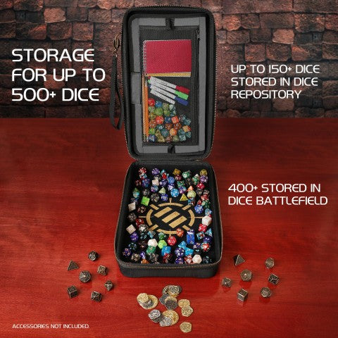 ENHANCE Tabletop RPGs 7pc DnD Metal Dice Set with Case and Dice Bag