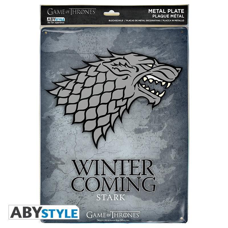 Game of Thrones Metal Plate "Stark" 28 x 38 cm