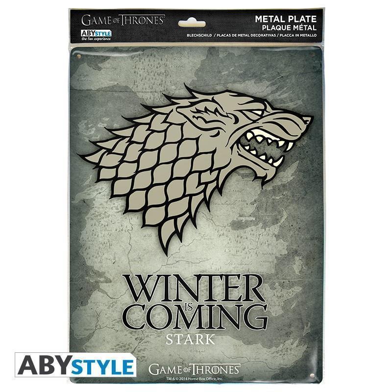 Game of Thrones Metal Plate "Stark" 28 x 38 cm