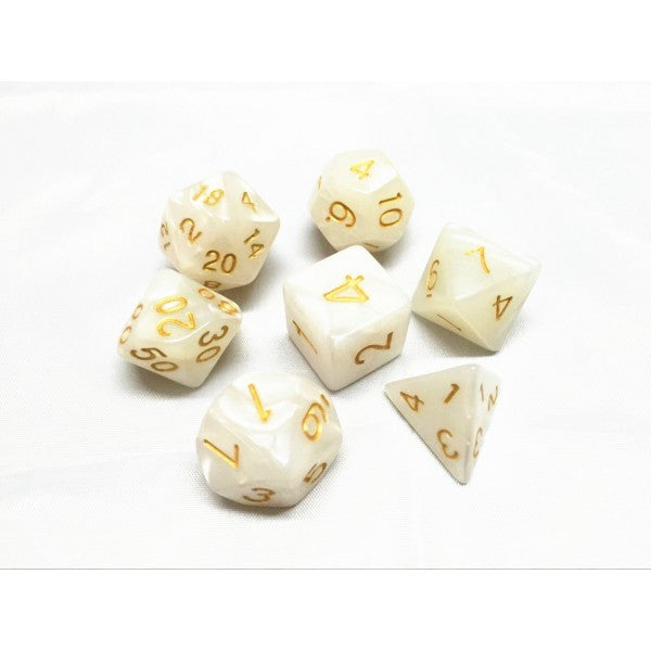 HD Dice - Pearl Dice Set (7 pcs), White