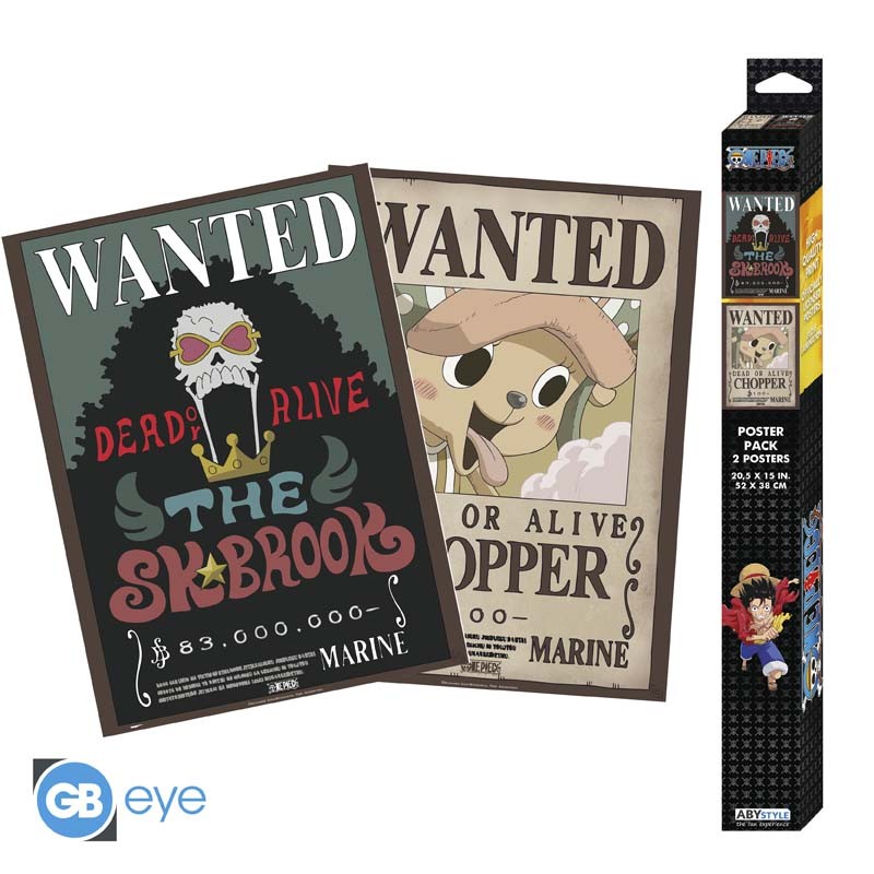 One Piece Chibi Poster Set "Wanted Chopper & Brook" 52 x 38 cm