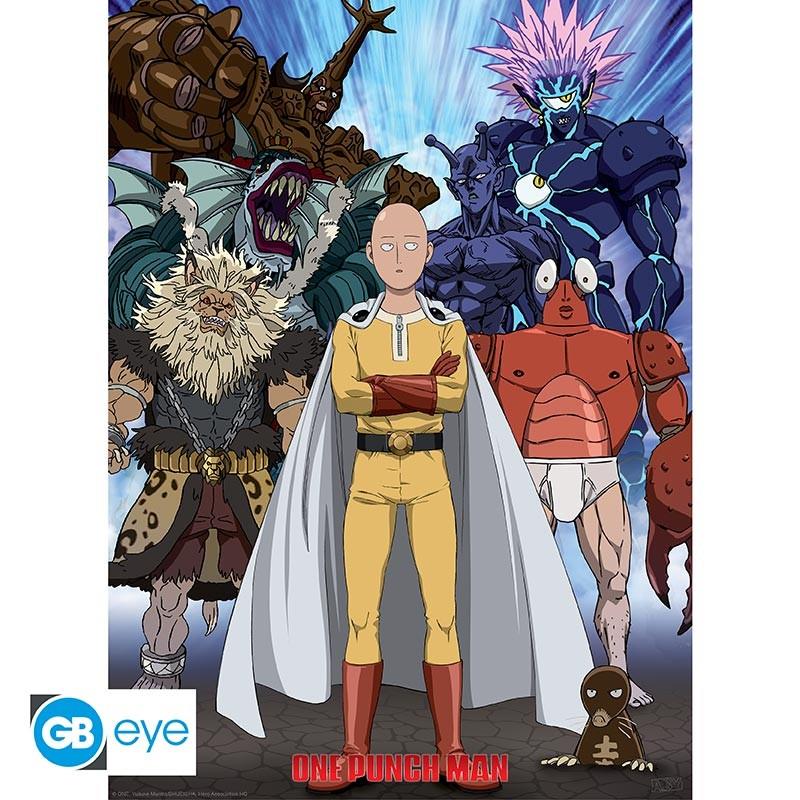One Punch Man Chibi Poster "Saitama vs. Villains" 52 x 38 cm