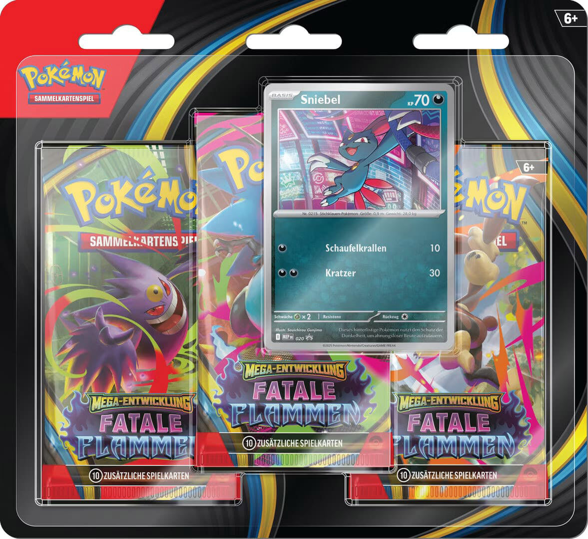 Pokémon Sammelkartenspiel Fatale Flammen 3-Pack Blister - Sniebel (DE)