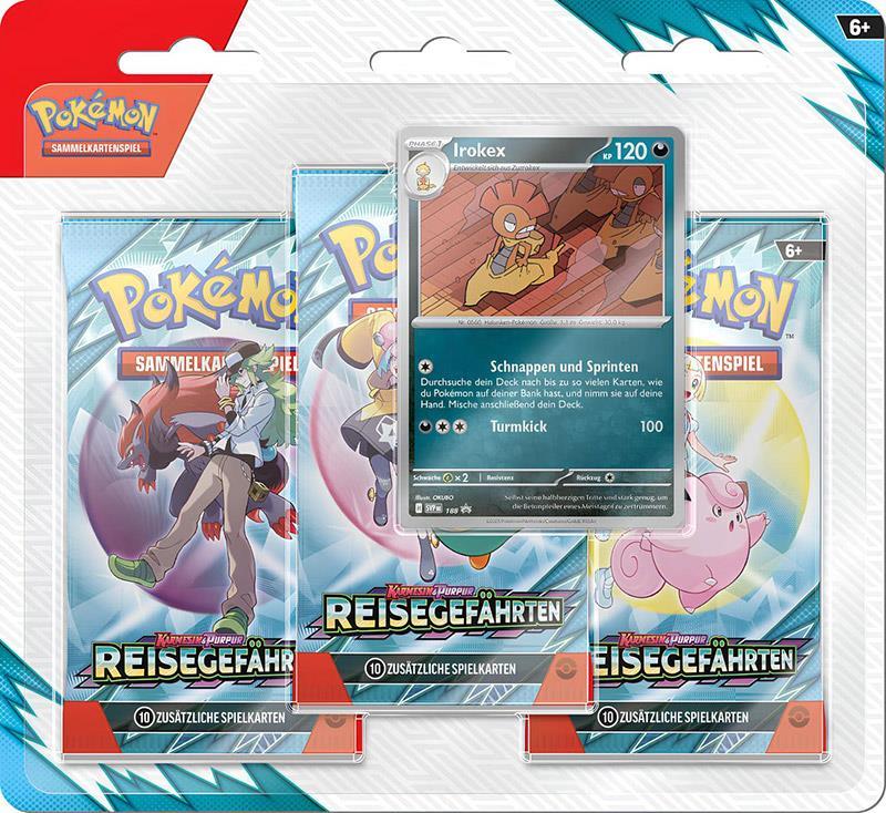 Pokémon Sammelkartenspiel Karmesin & Purpur 09 3-Pack Blister (DE) Irokex