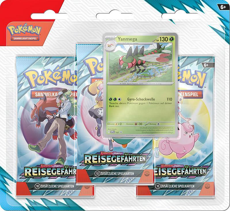 Pokémon Sammelkartenspiel Karmesin & Purpur 09 3-Pack Blister (DE) Yanmega