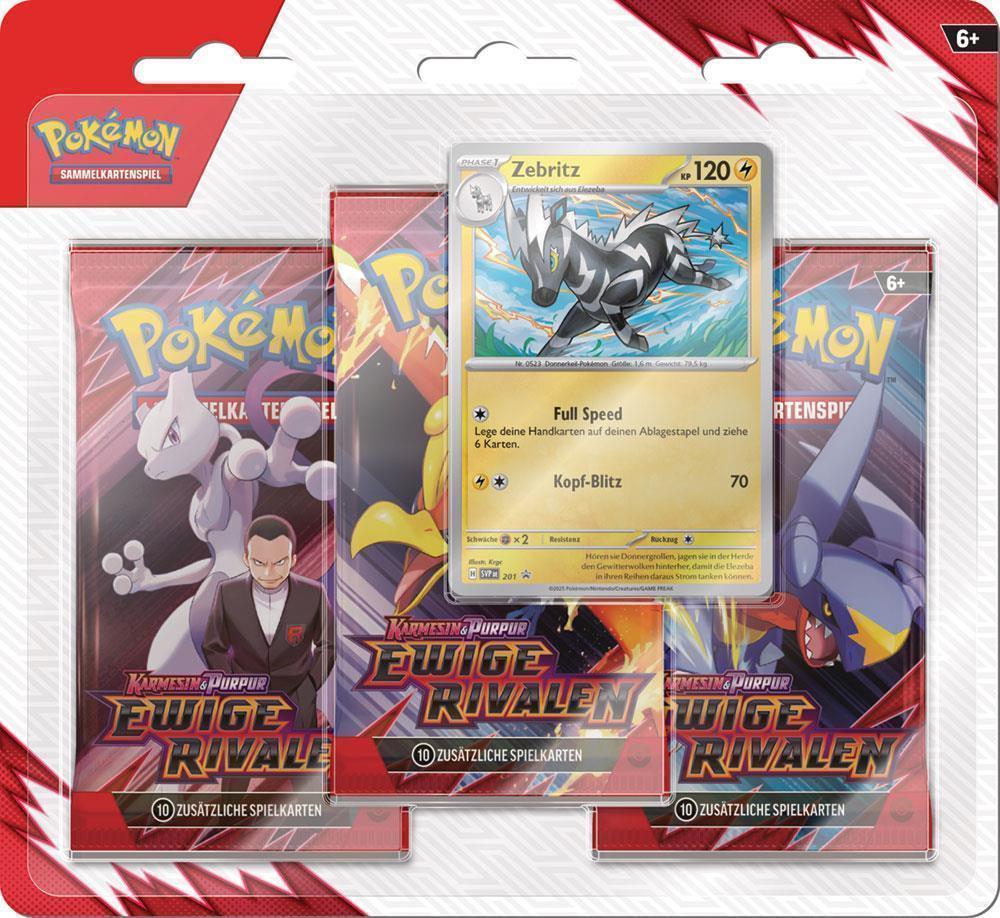 Pokémon Sammelkartenspiel Ewige Rivalen 3-Pack Blister (DE) Zebritz