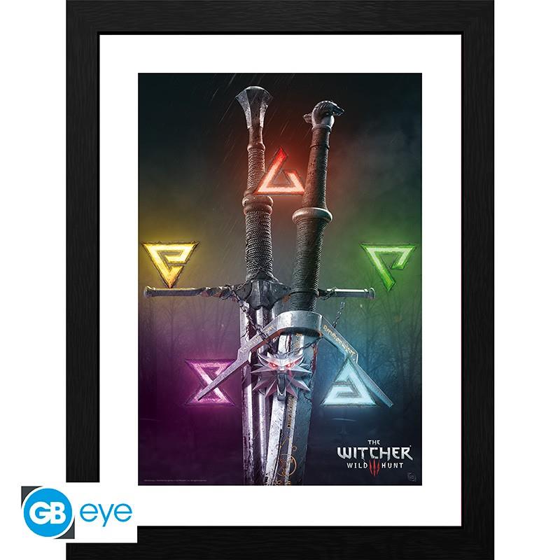 The Witcher Framed Print "Signs & Swords" 30 x 40 cm